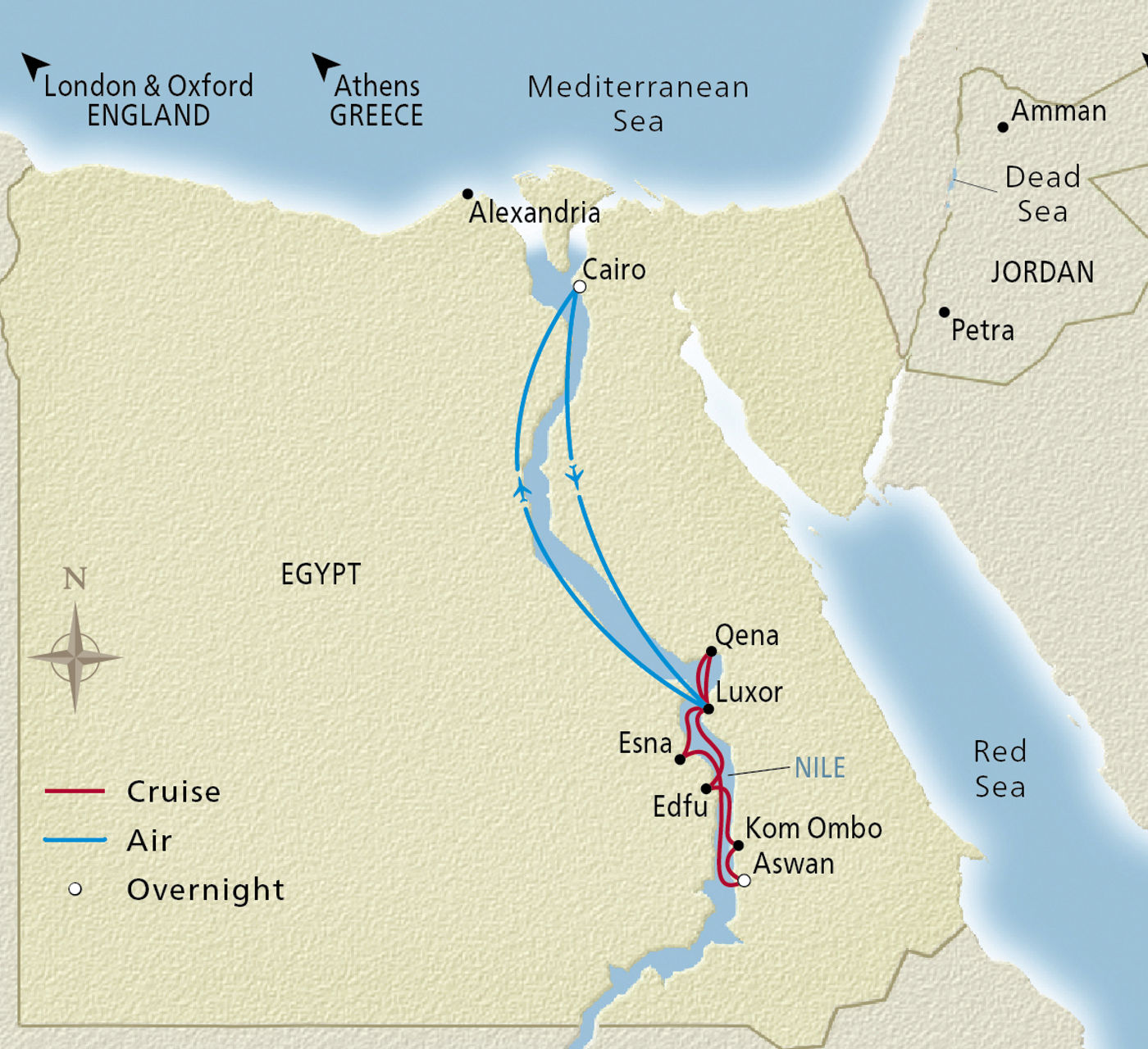 Map of Pharaohs & Pyramids itinerary