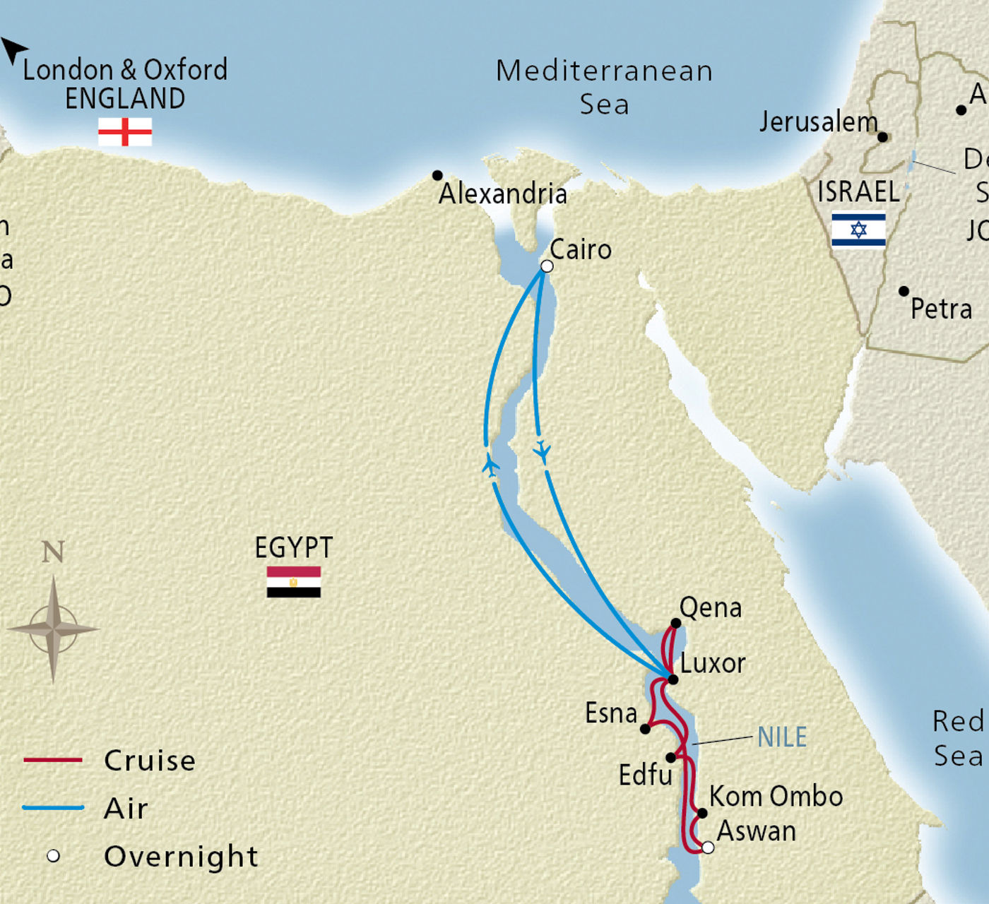 Map of Pharaohs & Pyramids itinerary