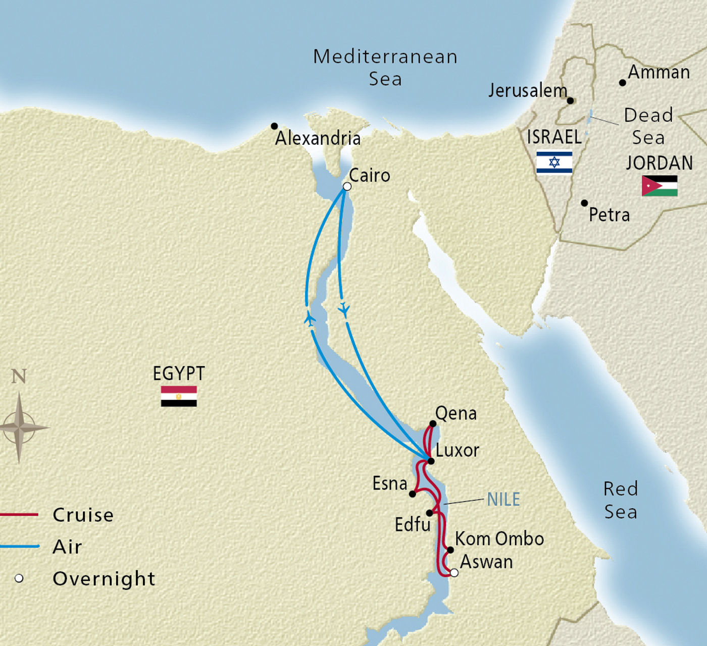 Map of Pharaohs & Pyramids itinerary
