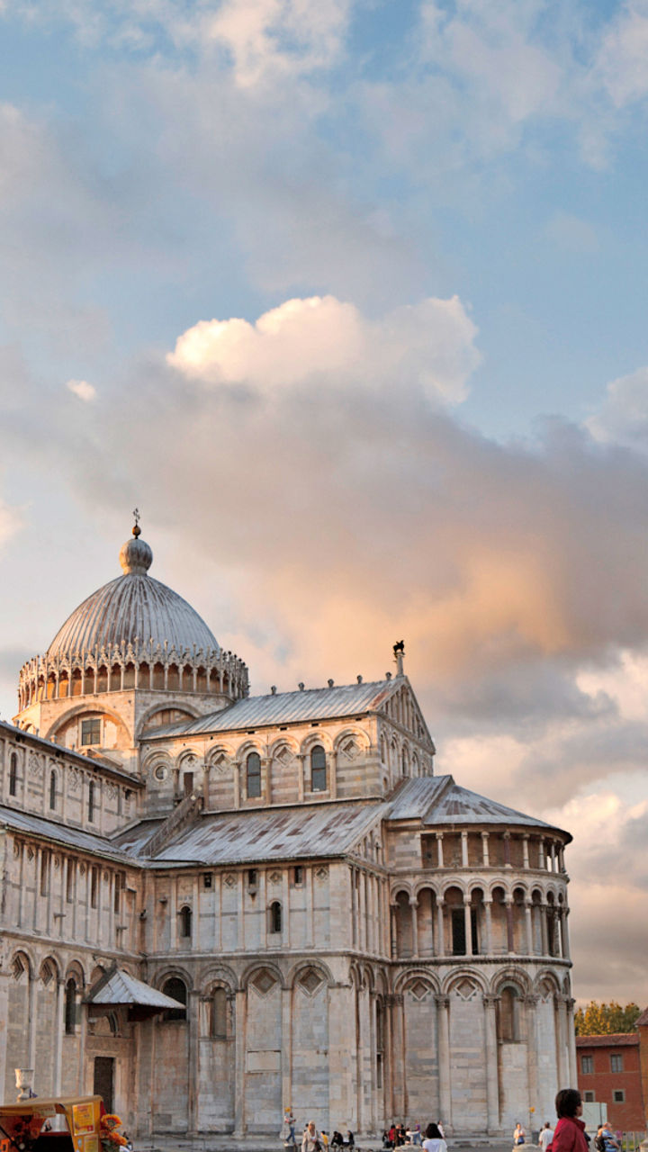 Leaning Tower of Pisa at sunset