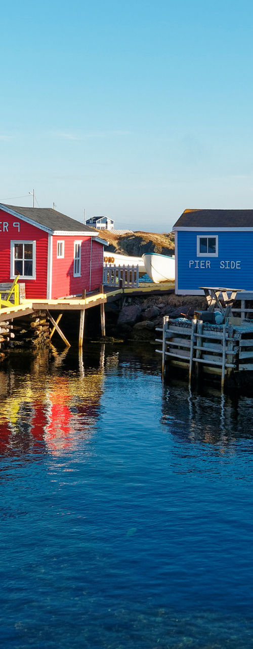 Colorful waterfront houses in a fishing village