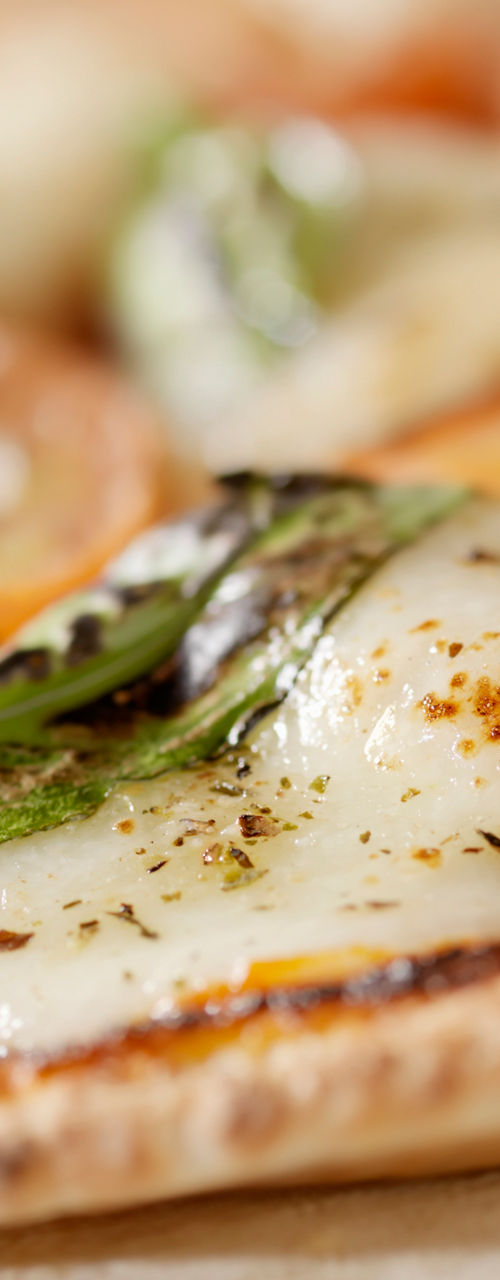 Close-up of gourmet seafood pizza