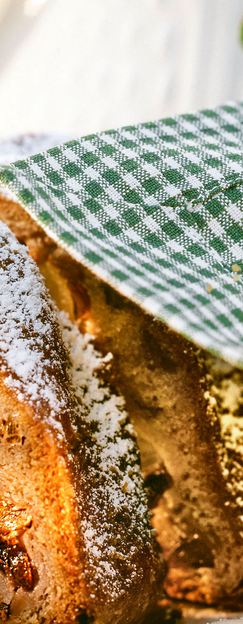 Fruit Cake Slice with Powdered Sugar