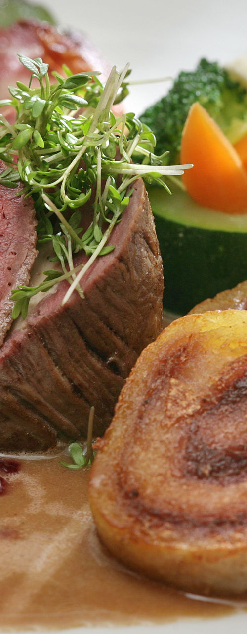 Gourmet beef dish with vegetables