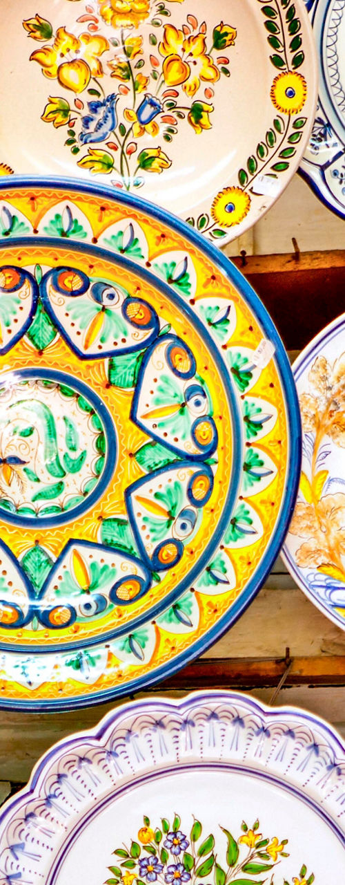 Colorful ceramic plates with intricate designs