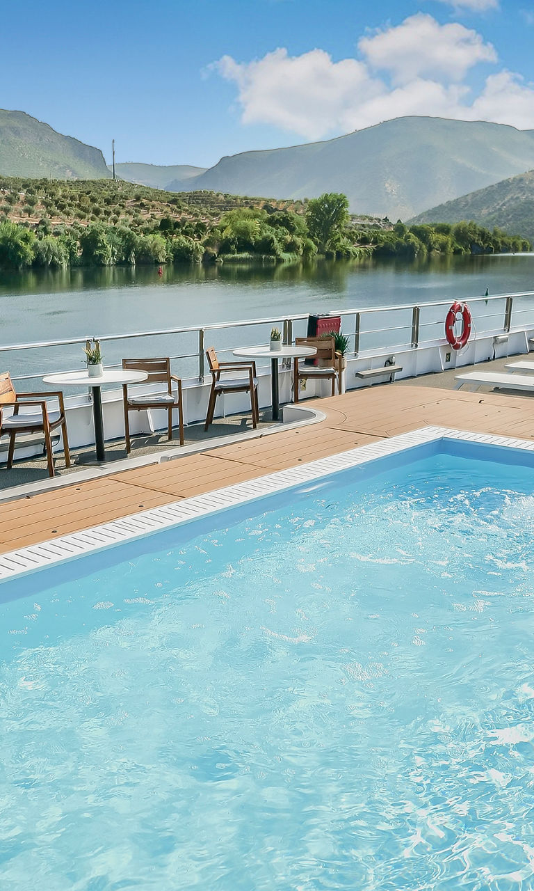 Scenic river cruise with pool deck