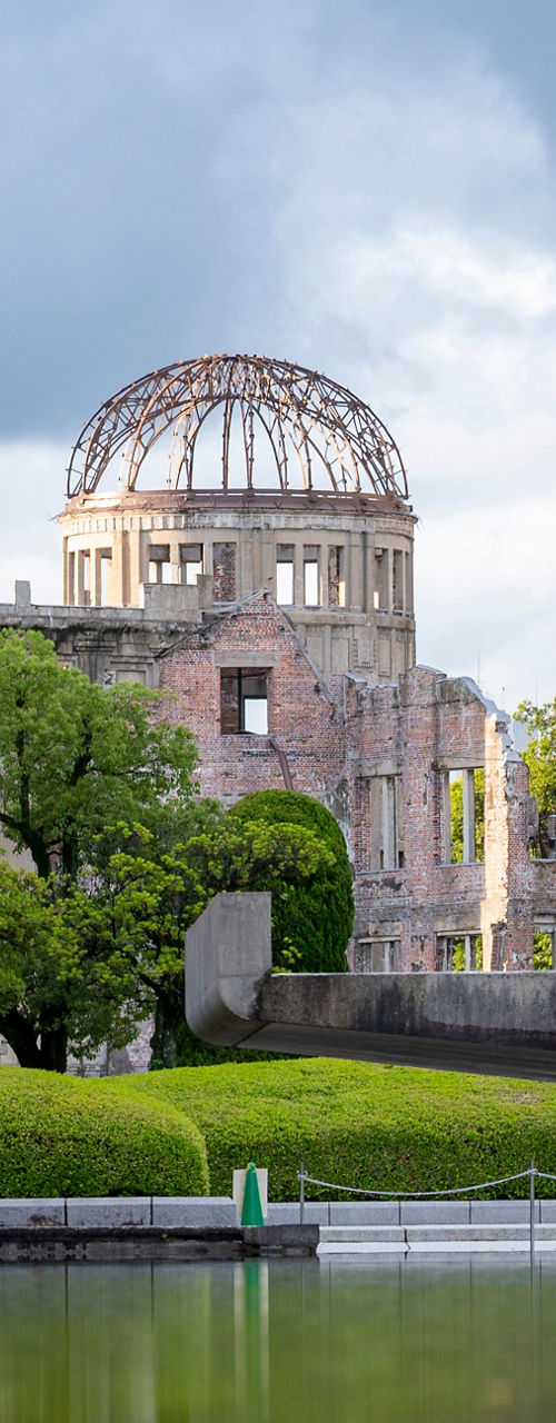 Hiroshima Peace Memorial with Reflective Water View