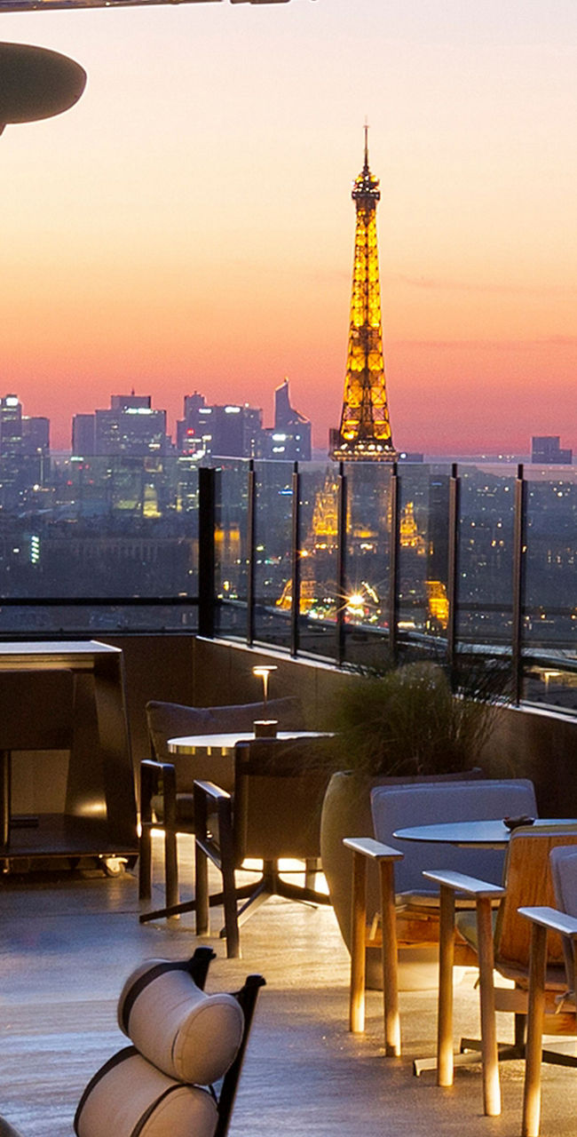 Rooftop lounge with Eiffel Tower view