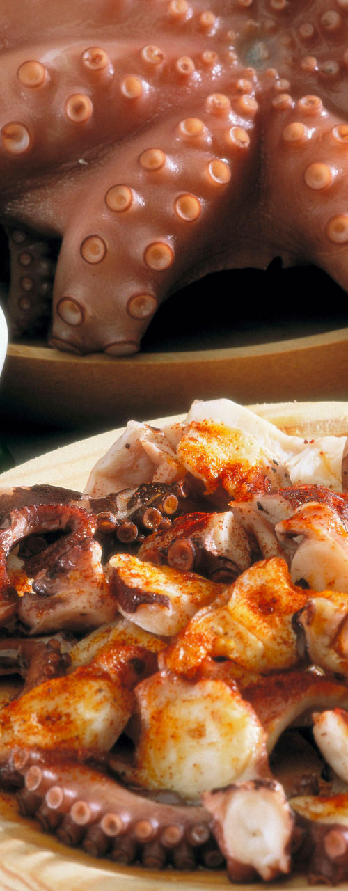 Traditional octopus dish with spices and wine