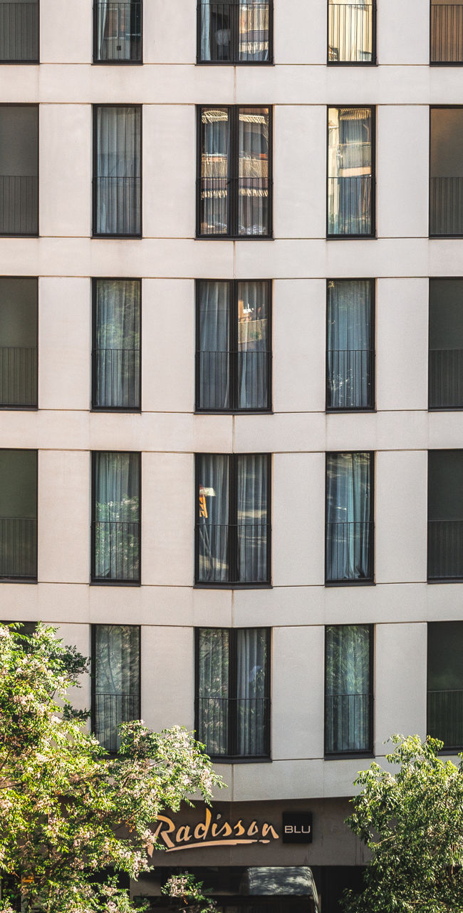 Modern Radisson hotel with rooftop greenery