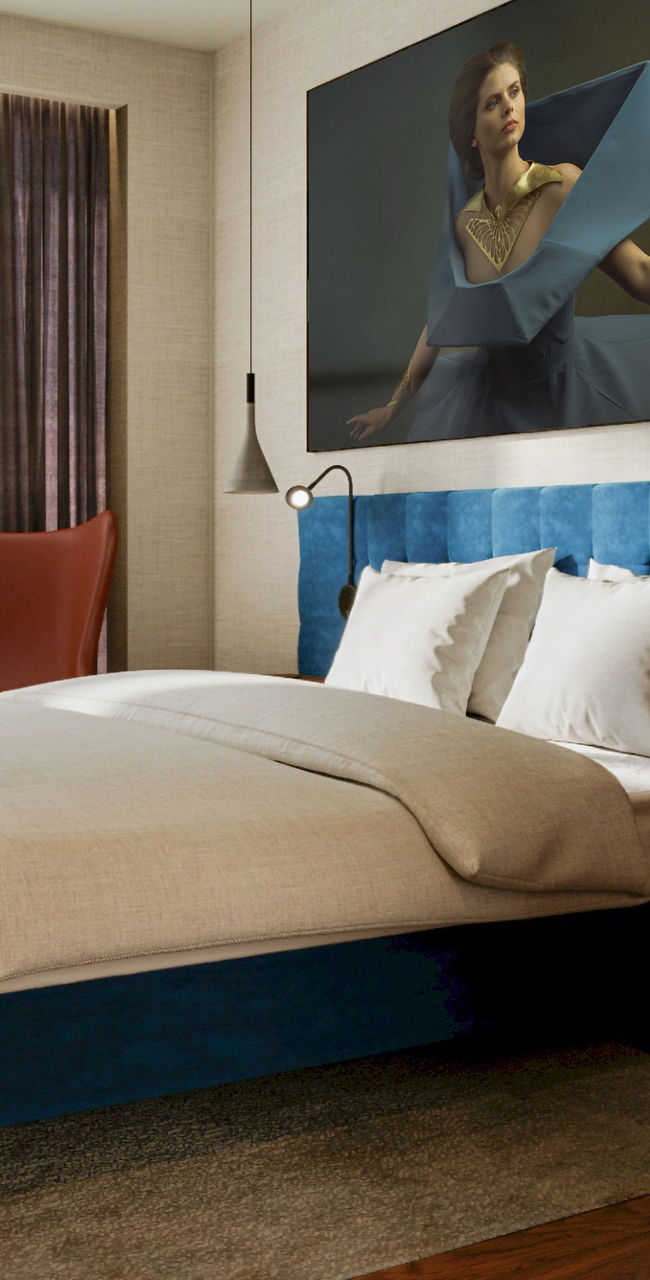 Modern hotel room with stylish decor
