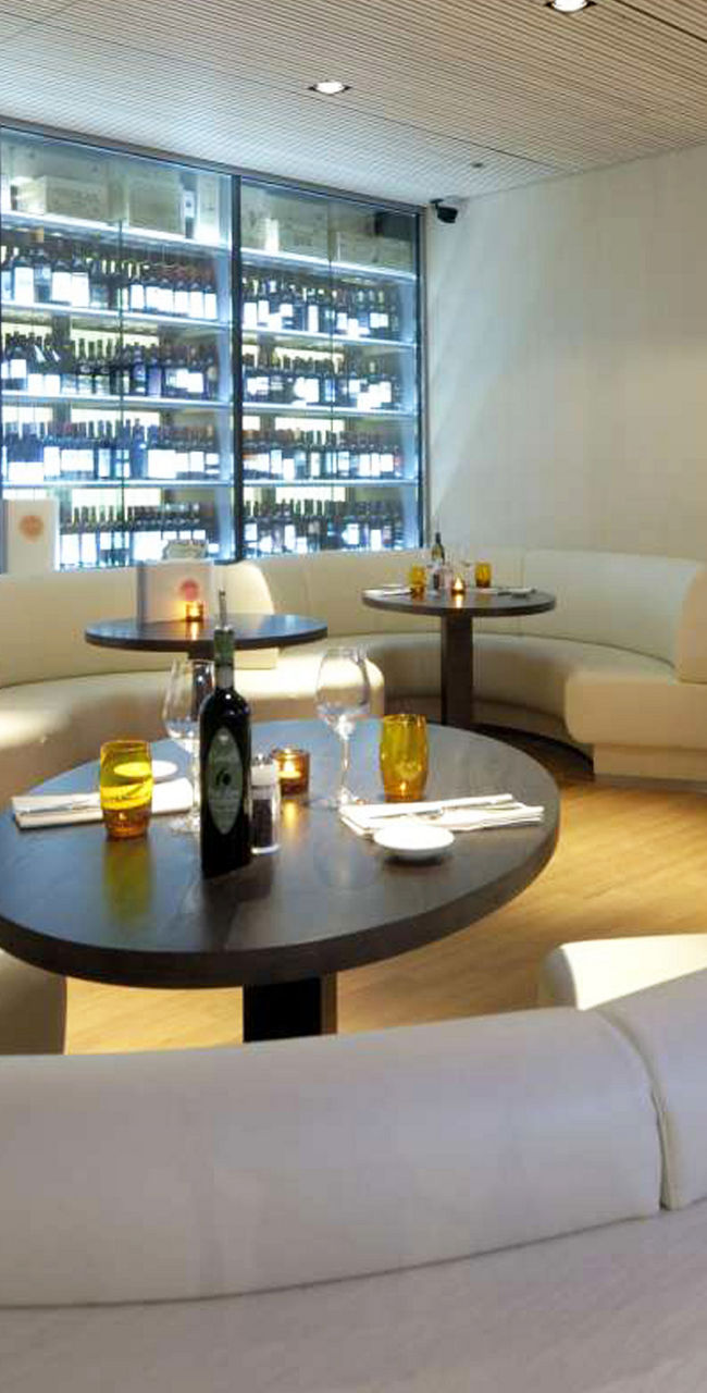 Modern wine lounge with circular seating