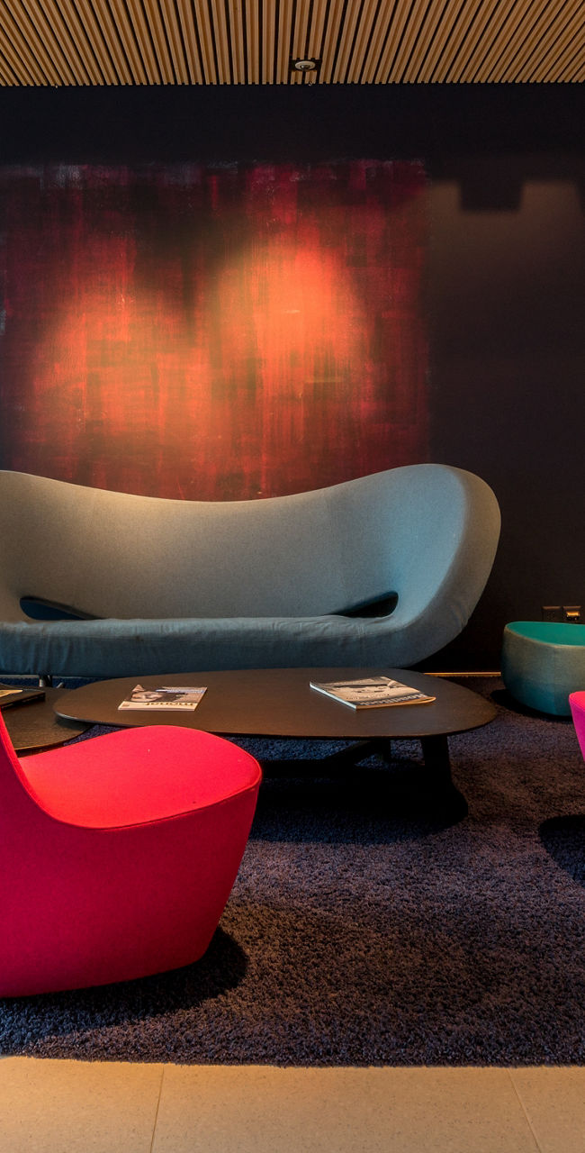 Modern lounge with vibrant seating design