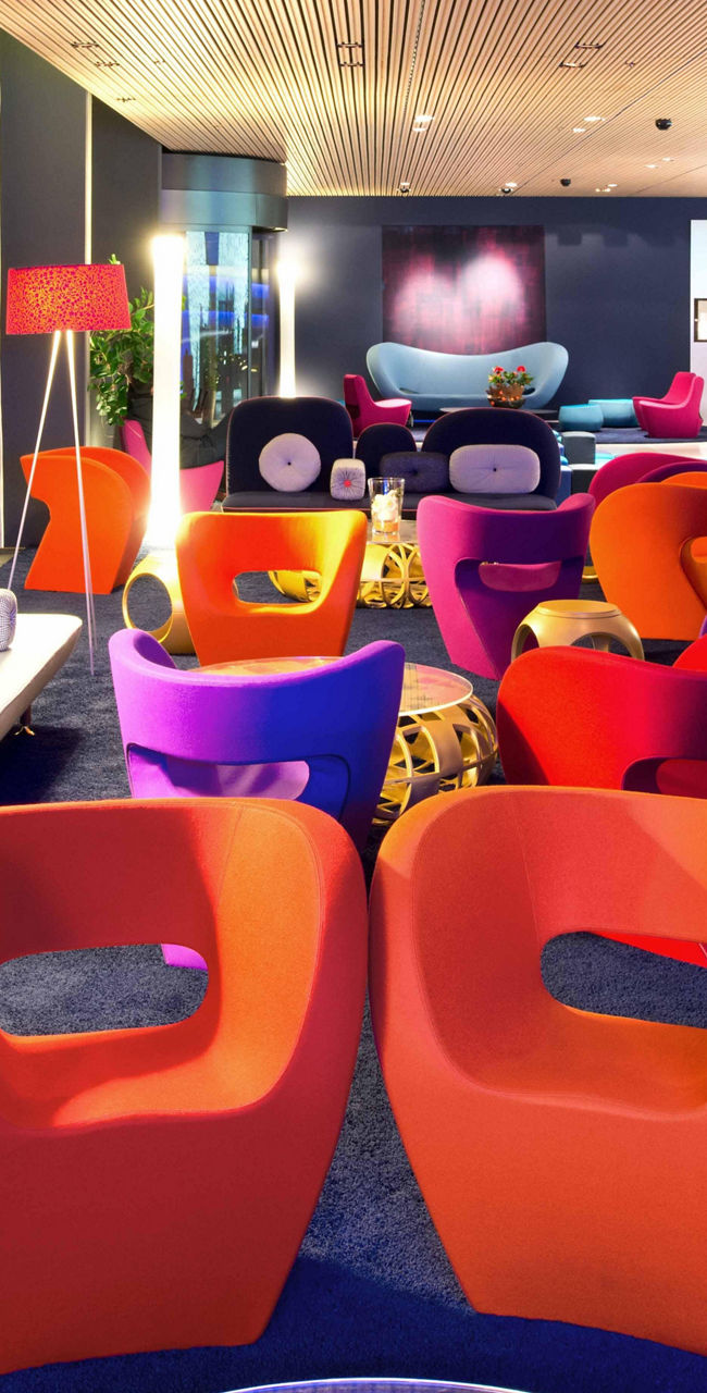 Modern lounge with vibrant seating design