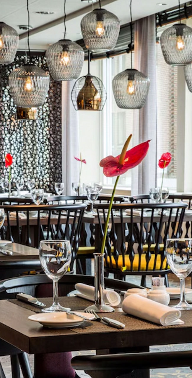 Modern restaurant interior with elegant table settings