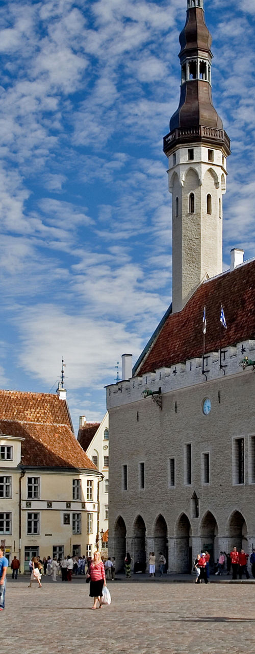 Historic town square with medieval architecture