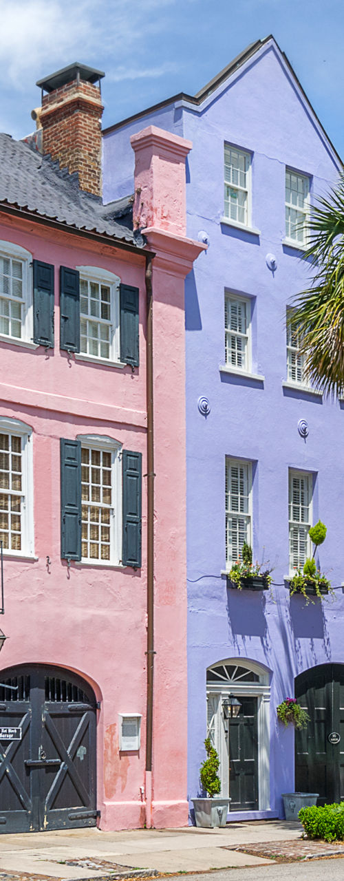 Colorful historic row houses in Charleston