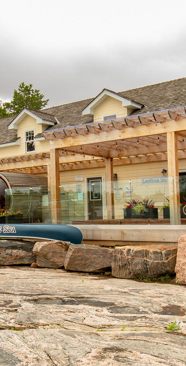 Spacious outdoor patio with rustic decor
