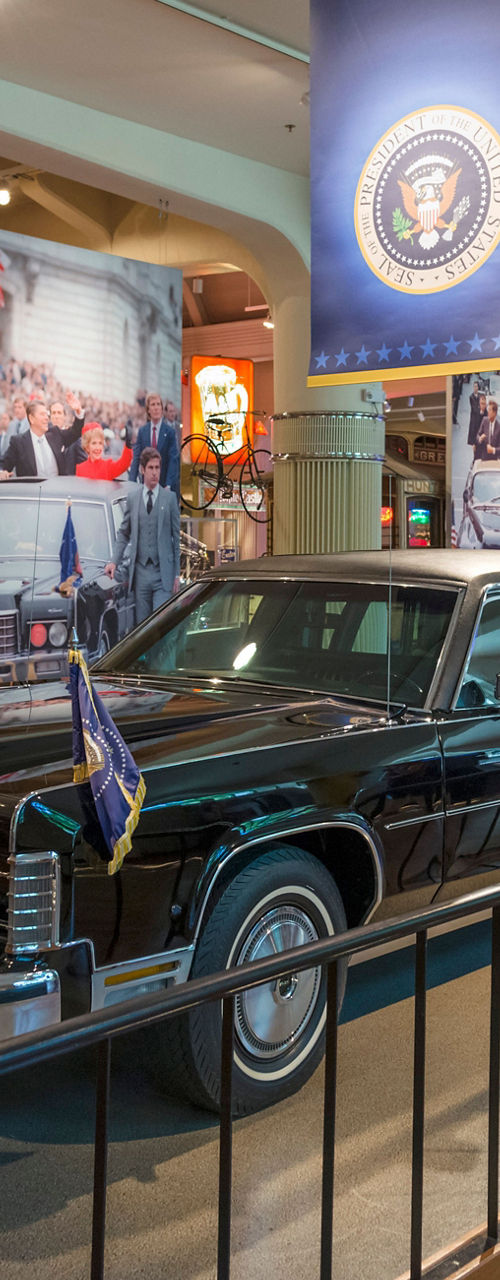 Presidential limousine in museum exhibit