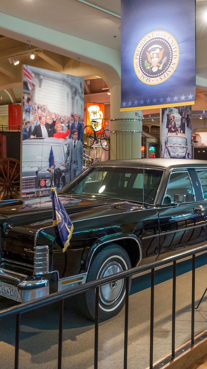 Presidential limousine in museum exhibit