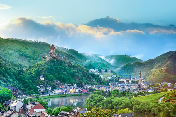 Scenic view of German castle and village