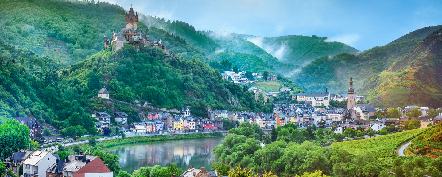 Scenic view of German castle and village