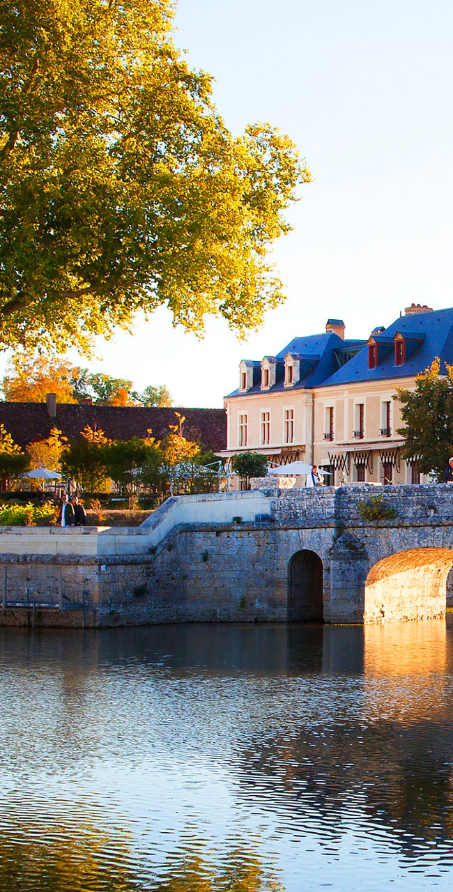 Scenic riverside view with stone bridge