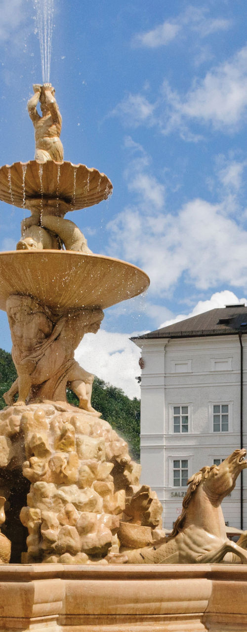 Historic fountain in Salzburg city square