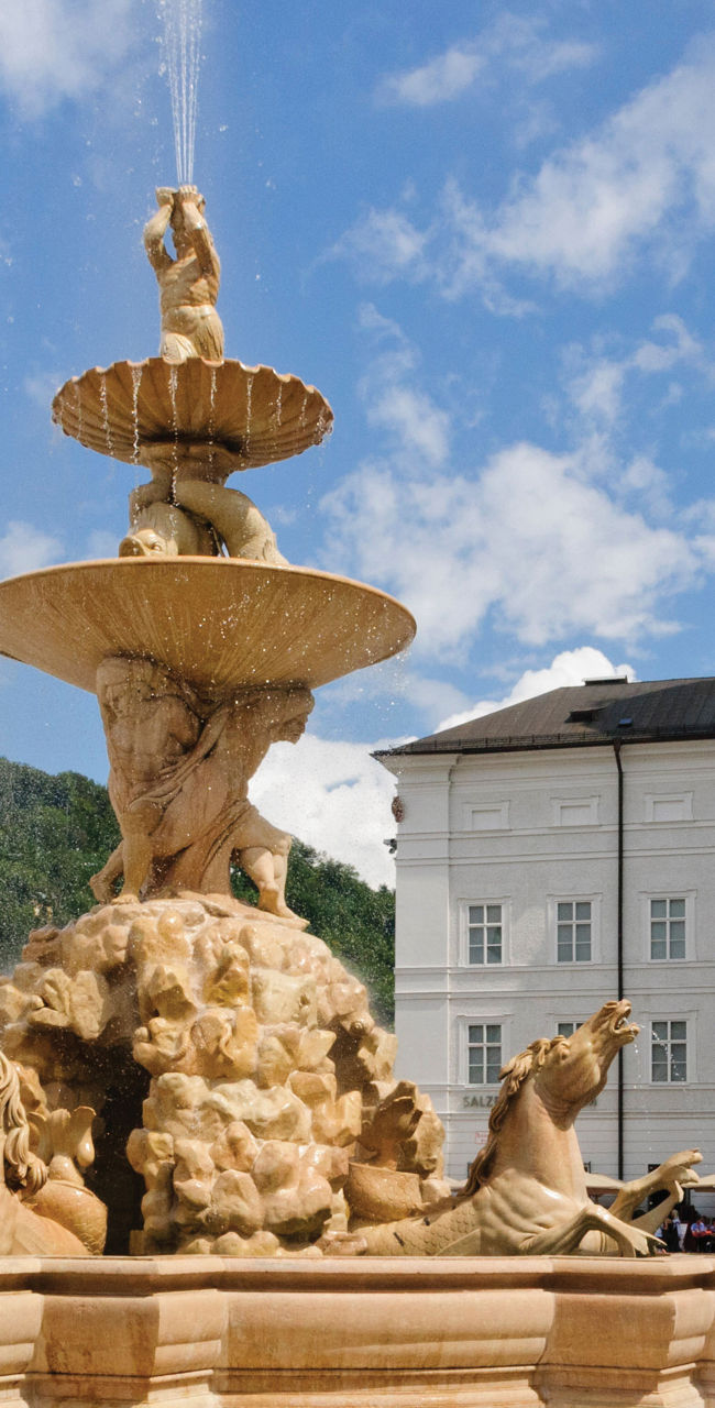 Historic fountain in Salzburg city square
