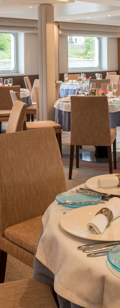 Elegant dining room with table settings