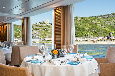 Elegant riverside dining with scenic views