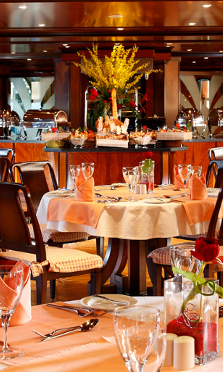 Elegant restaurant dining area with table settings