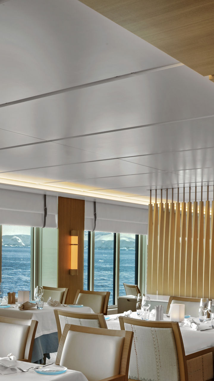 Elegant Modern Restaurant with Ocean View Windows