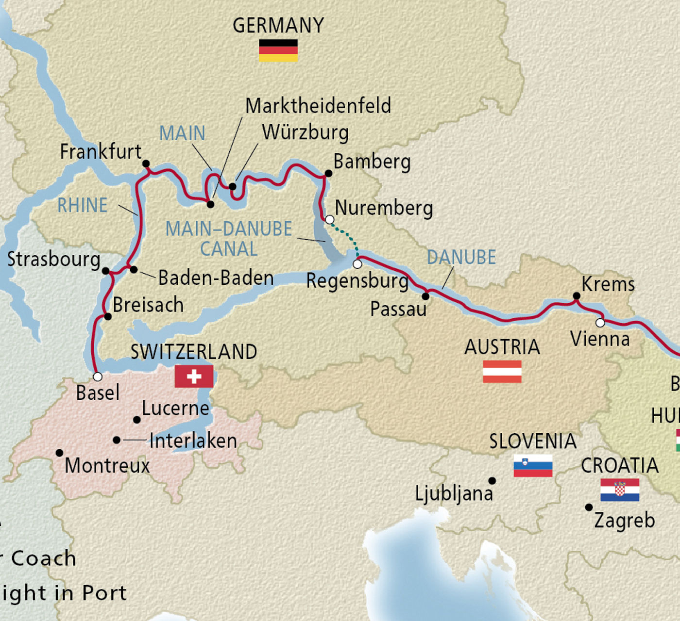 Map of Rhine, Main & Danube Odyssey itinerary
