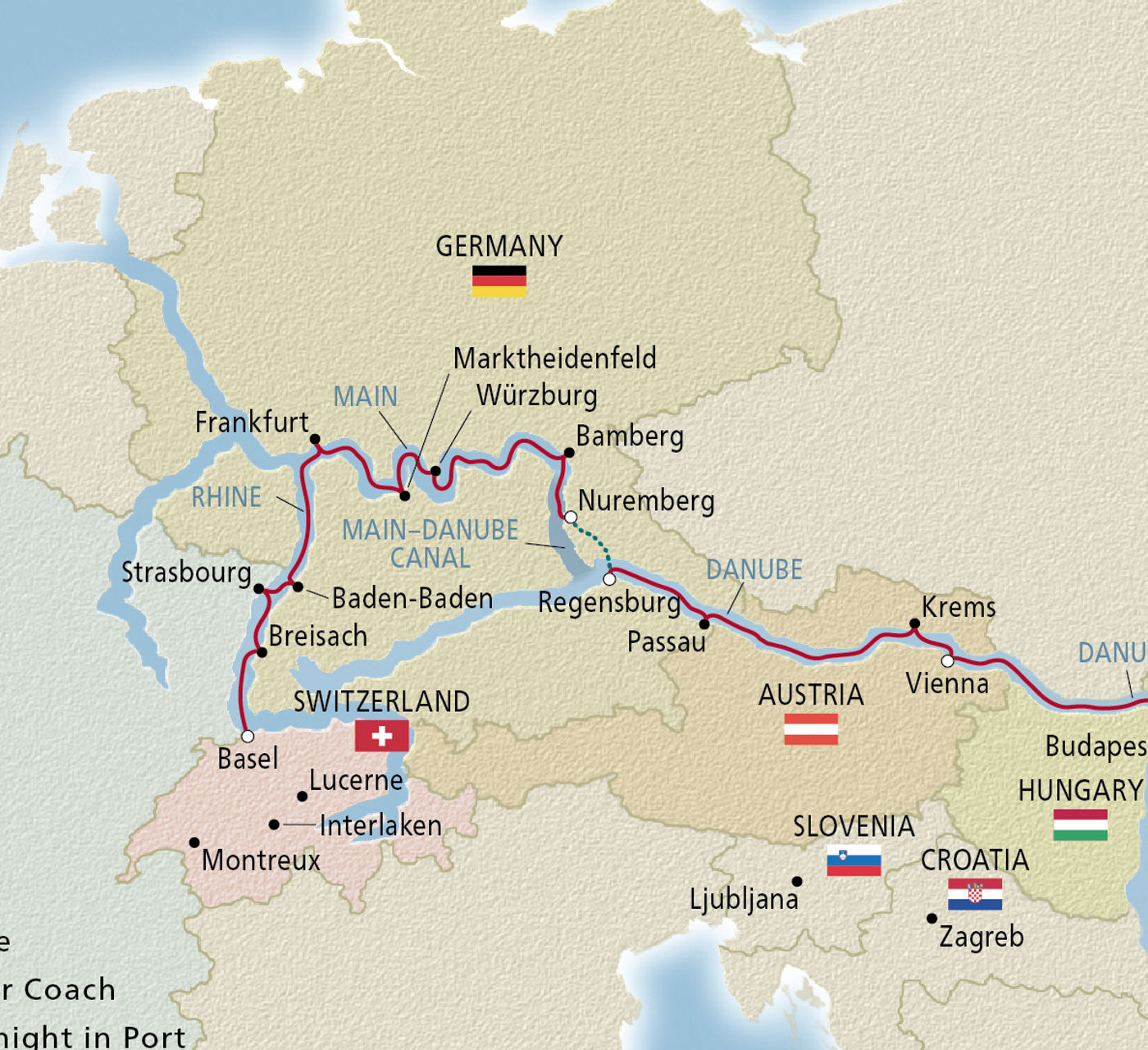 Map of Rhine, Main & Danube Odyssey itinerary