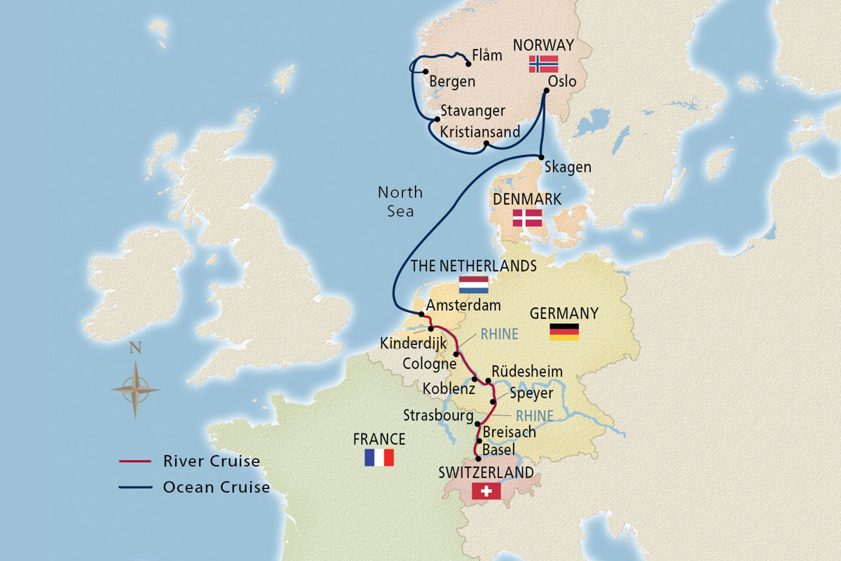 Rhine & Viking Shores & Fjords – route map