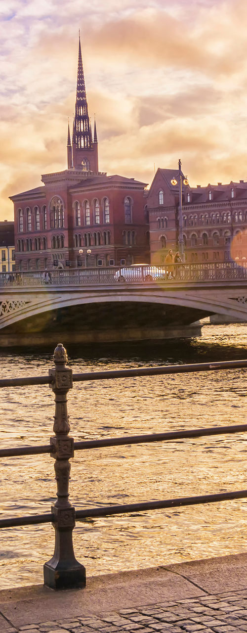 Scenic sunset view of Copenhagen bridge