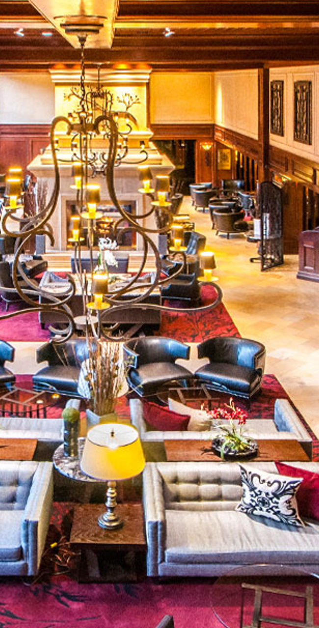Elegant hotel lobby with luxurious seating