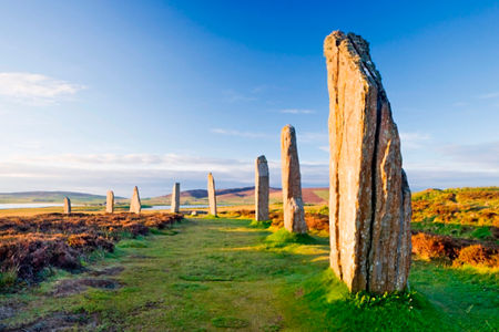 Ancient stone circle in scenic landscape