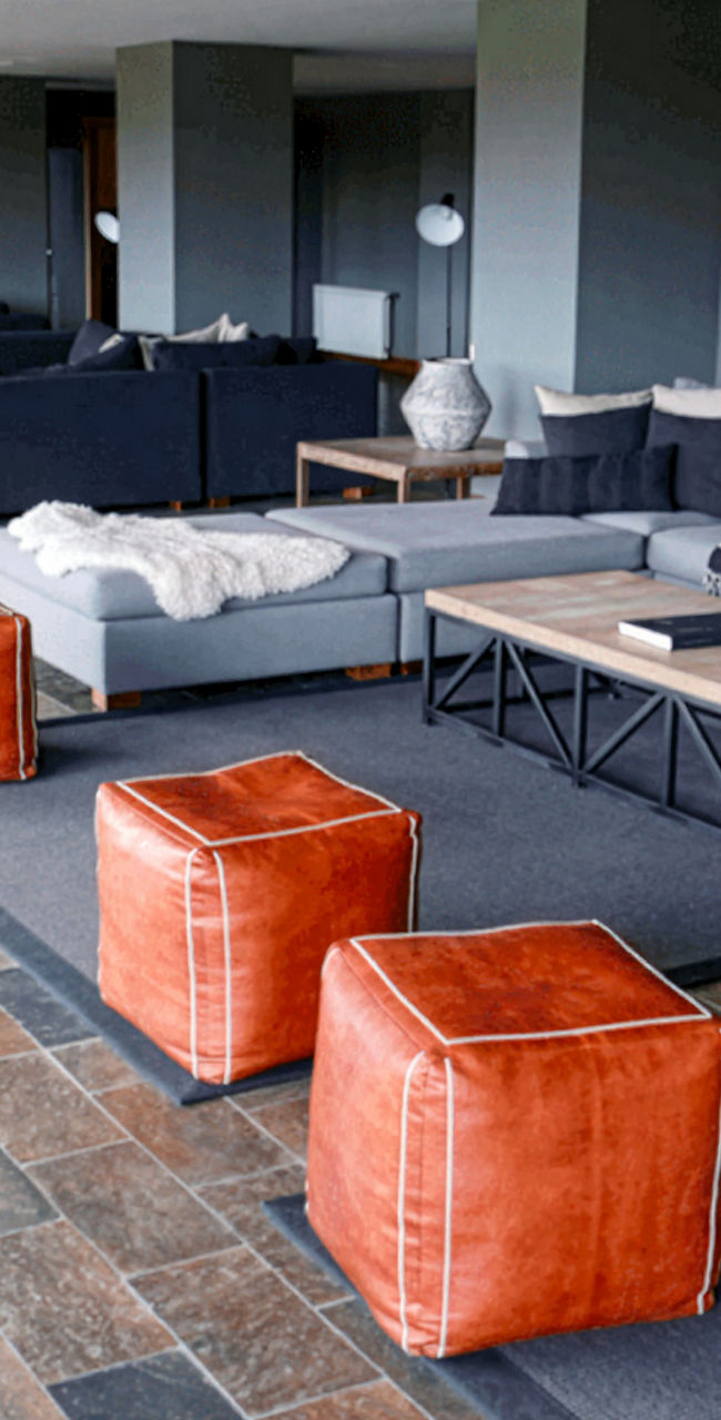 Modern lounge with leather accents