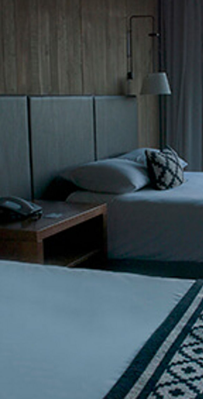 Cozy hotel room with mountain view