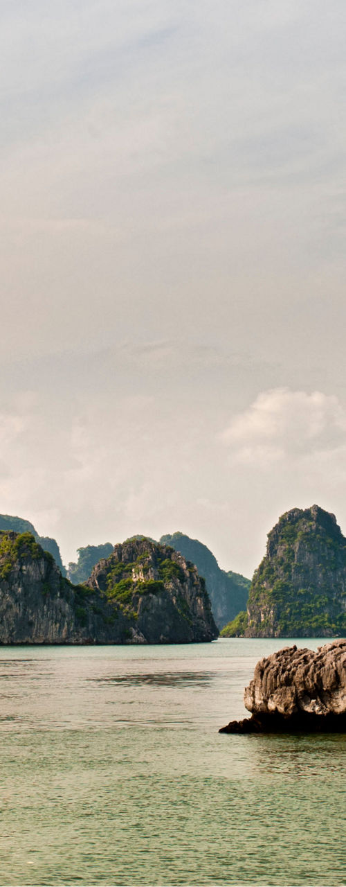 Scenic limestone islands in calm waters