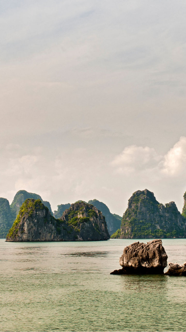 Scenic limestone islands in calm waters