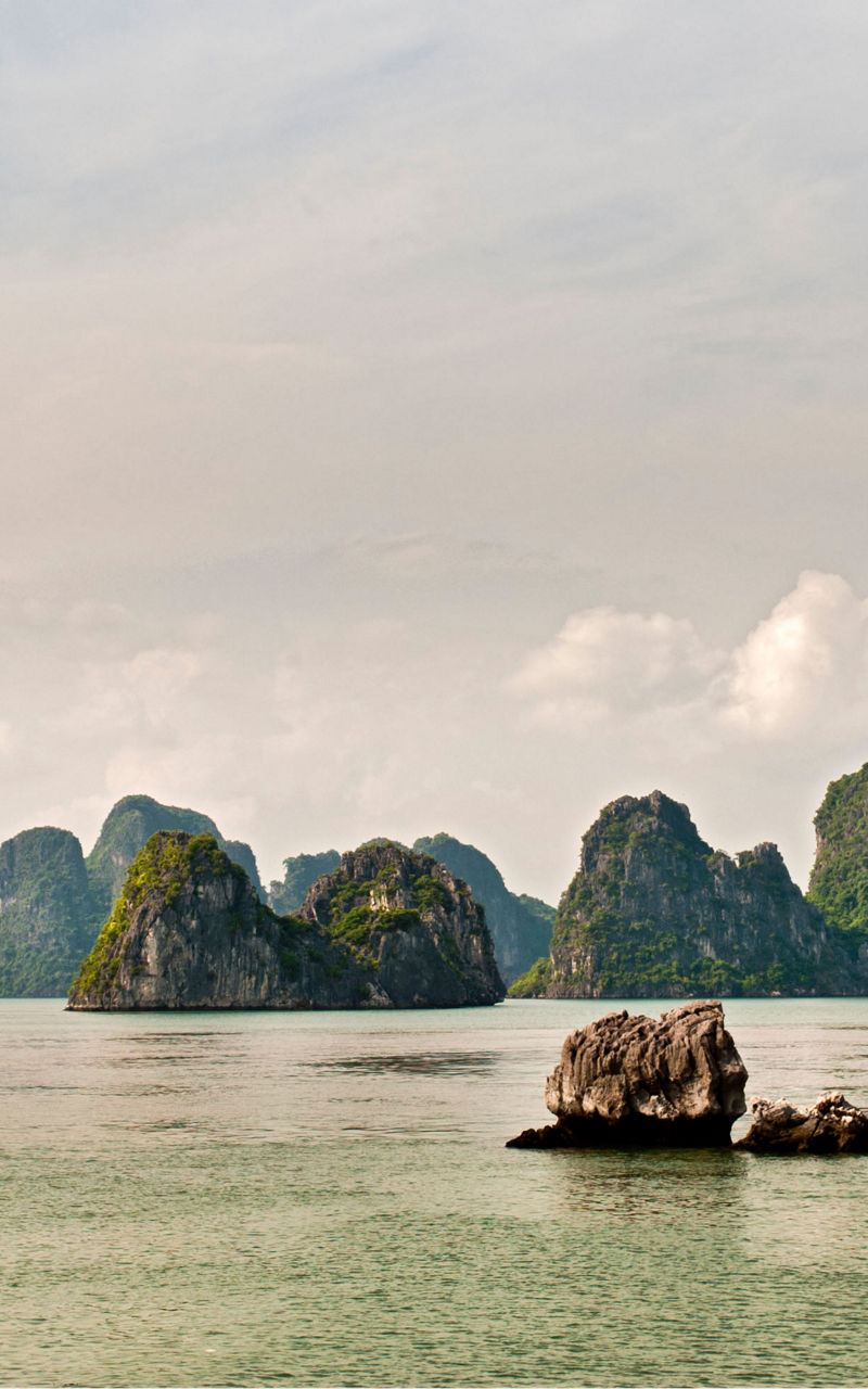Scenic limestone islands in calm waters
