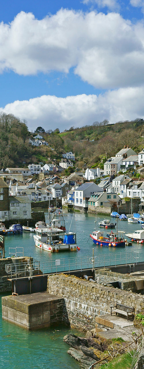 Scenic coastal village with harbor view