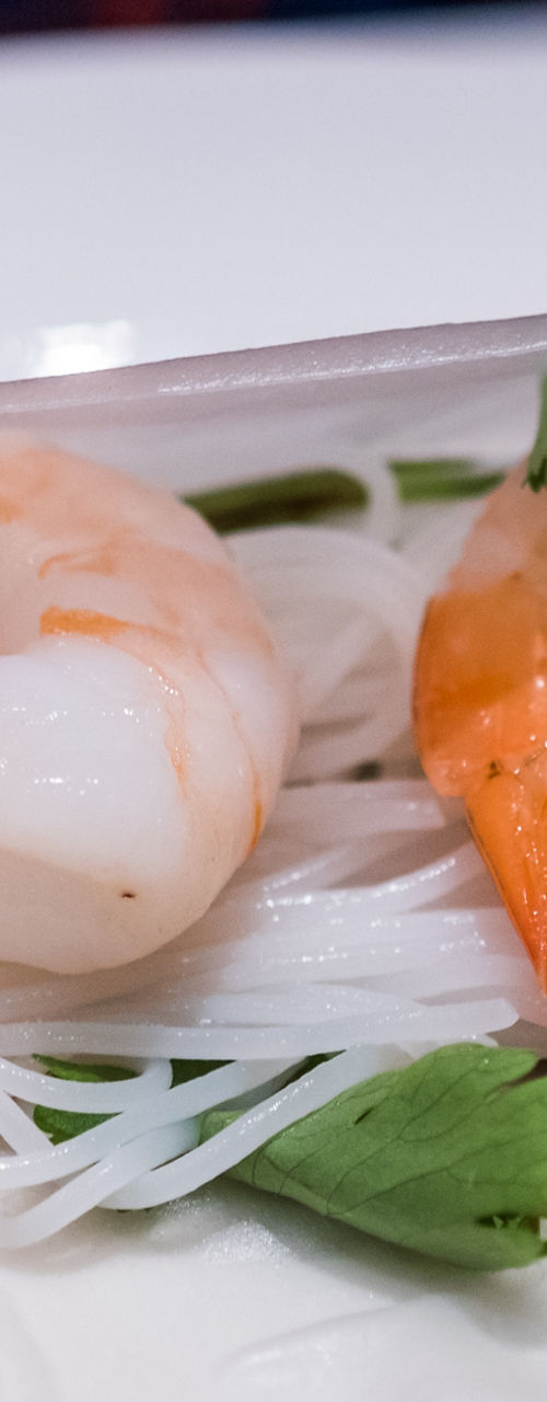 Shrimp spring roll preparation with fresh ingredients