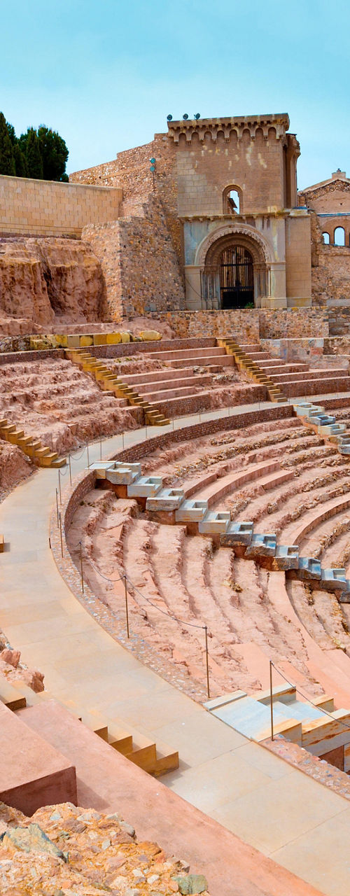 Ancient Roman amphitheater in Cartagena, Spain