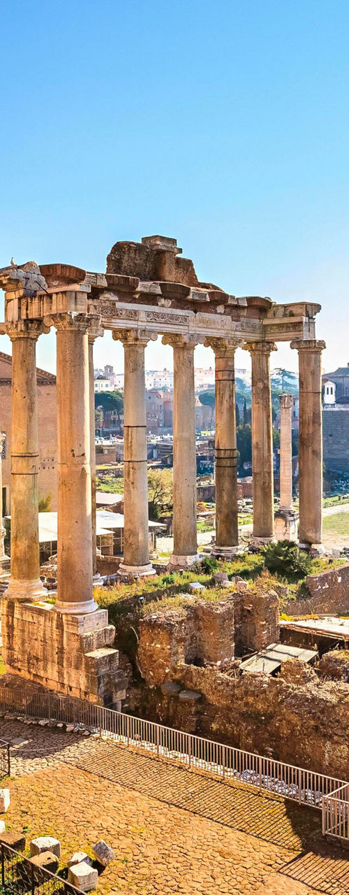 Ancient Roman Forum with Ruins and Columns