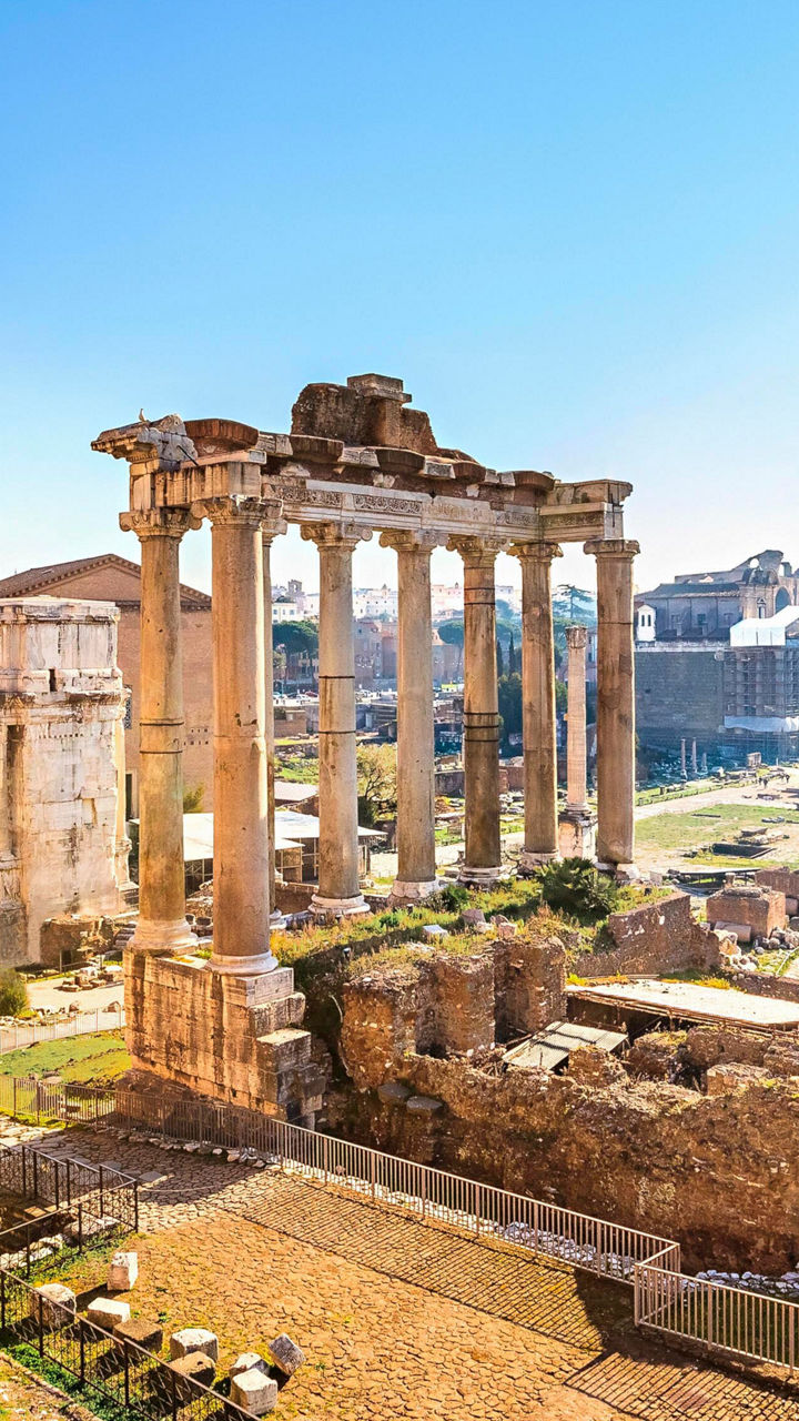 Ancient Roman Forum with Ruins and Columns