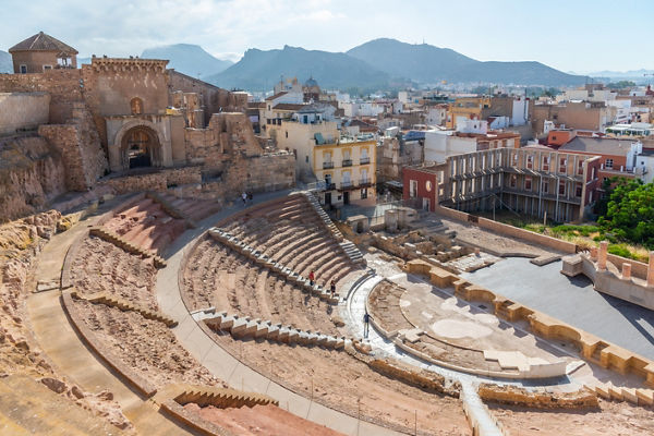 Ancient Roman amphitheater in Cartagena, Spain